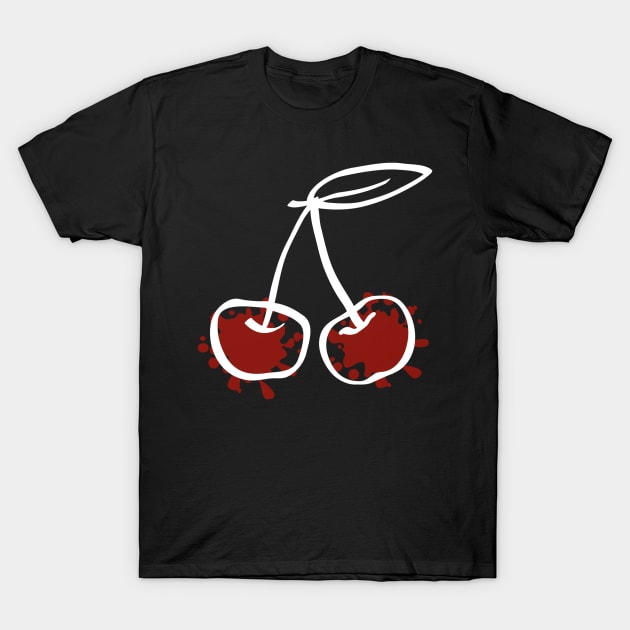 Two red cherries on a stalk T-Shirt by PopArtyParty